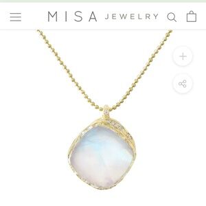 COPY - Rainbow moonstone and pave diamond necklace, 14K gold (Misa Jewelry)